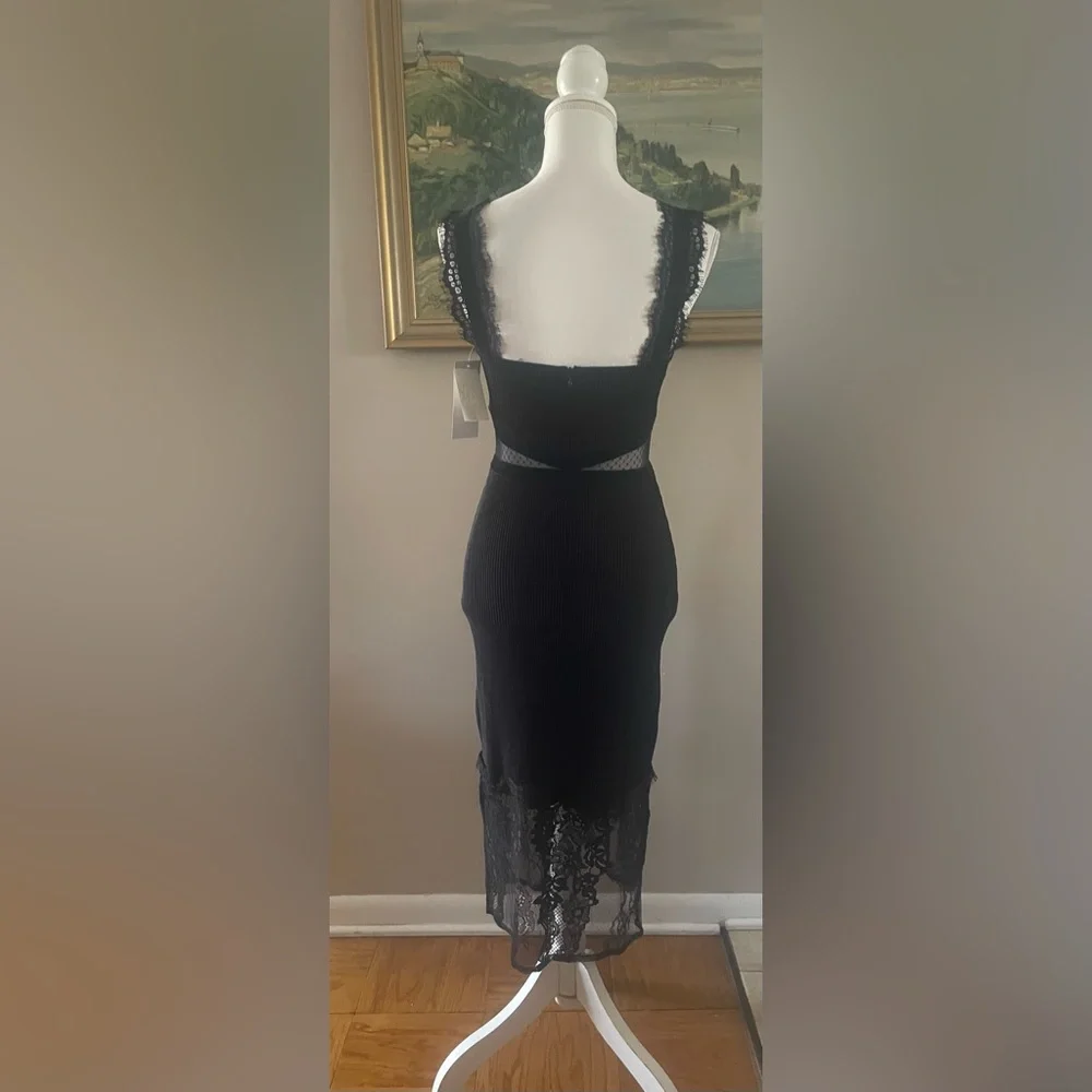 $148 French Connection Women's Black Sarelle Ottoman Lace Cocktail Dress Size 4 - Picture 7 of 15